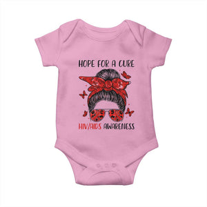 Hope For A Cure HIV Awareness Baby Onesie Strong Woman Red Ribbon Gift TS12 Light Pink Print Your Wear