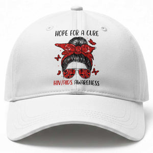 Hope For A Cure HIV Awareness Baseball Cap Strong Woman Red Ribbon Gift TS12 Print Your Wear