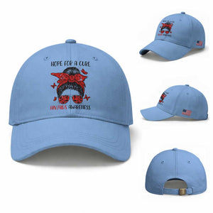 Hope For A Cure HIV Awareness Baseball Cap Strong Woman Red Ribbon Gift TS12 Baseball Cap Universal Fit Light Blue Print Your Wear