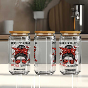 Hope For A Cure HIV Awareness Glass Can Strong Woman Red Ribbon Gift TS12 Print Your Wear