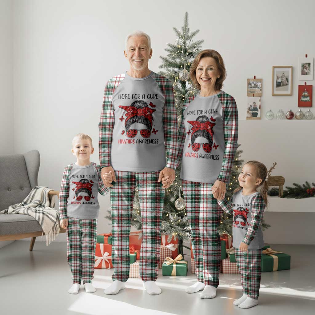 Hope For A Cure HIV Awareness Plaid Pajama Set Strong Woman Red Ribbon Gift TS12 Christmas Plaid Print Your Wear
