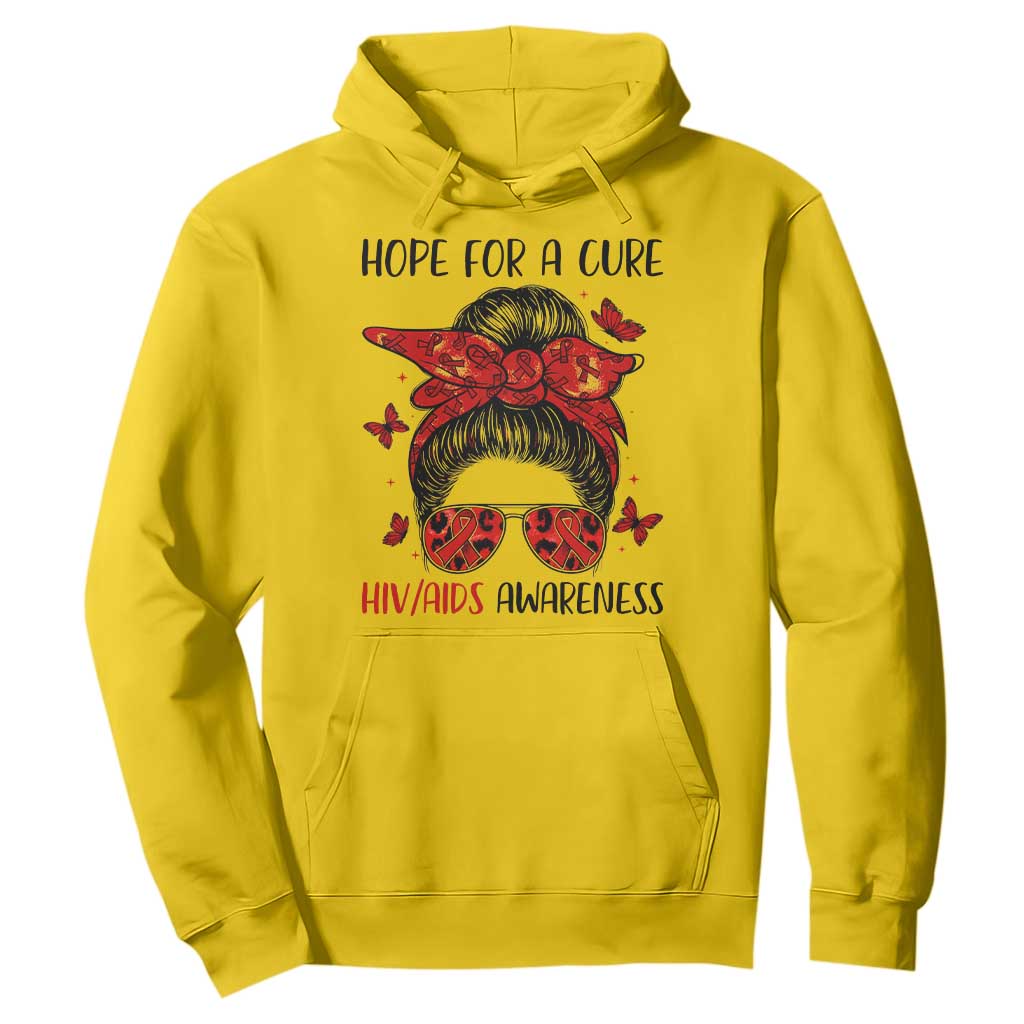 Hope For A Cure HIV Awareness Hoodie Strong Woman Red Ribbon Gift TS12 Daisy Print Your Wear
