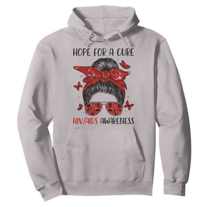 Hope For A Cure HIV Awareness Hoodie Strong Woman Red Ribbon Gift TS12 Ice Gray Print Your Wear