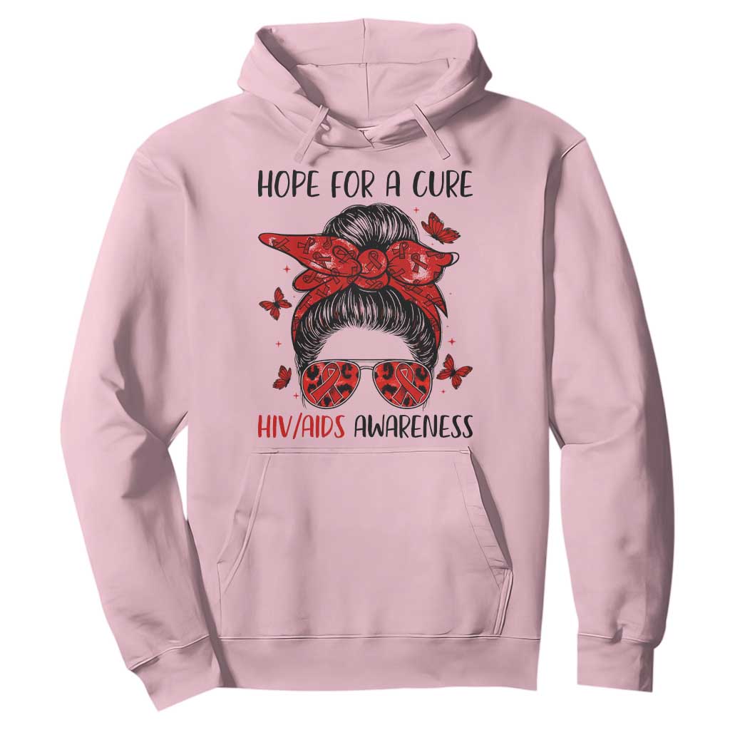 Hope For A Cure HIV Awareness Hoodie Strong Woman Red Ribbon Gift TS12 Light Pink Print Your Wear