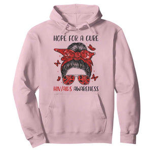 Hope For A Cure HIV Awareness Hoodie Strong Woman Red Ribbon Gift TS12 Light Pink Print Your Wear