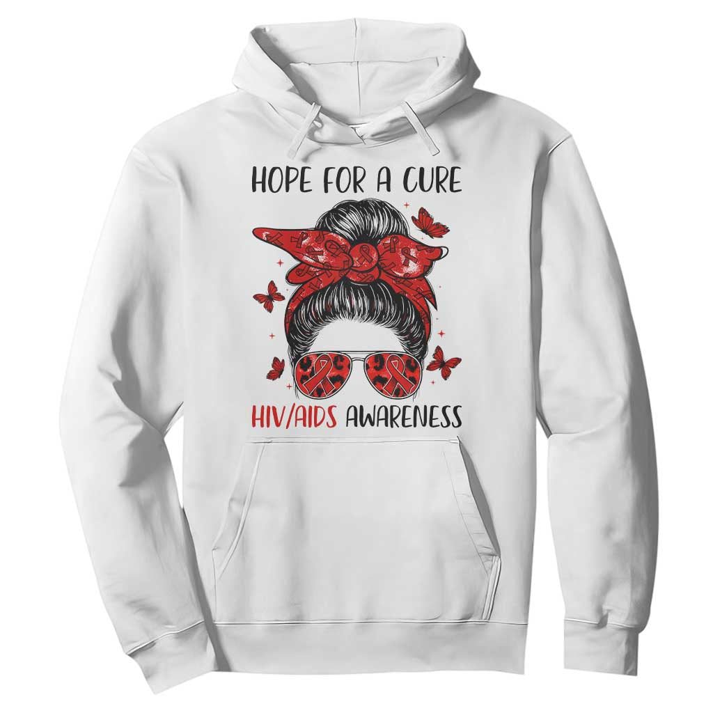 Hope For A Cure HIV Awareness Hoodie Strong Woman Red Ribbon Gift TS12 White Print Your Wear