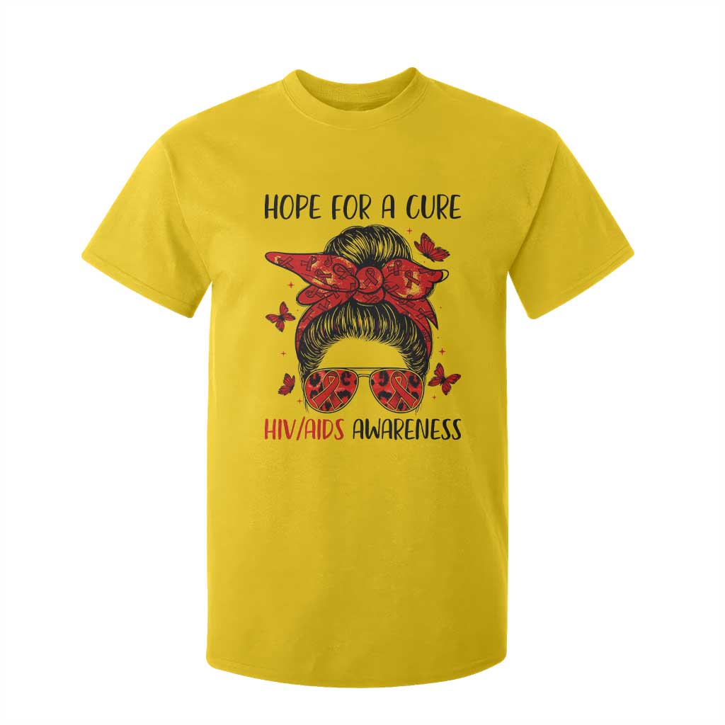 Hope For A Cure HIV Awareness T Shirt For Kid Strong Woman Red Ribbon Gift TS12 Daisy Print Your Wear