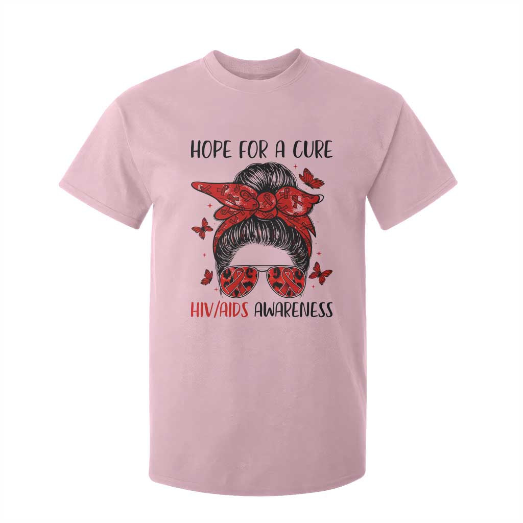 Hope For A Cure HIV Awareness T Shirt For Kid Strong Woman Red Ribbon Gift TS12 Light Pink Print Your Wear