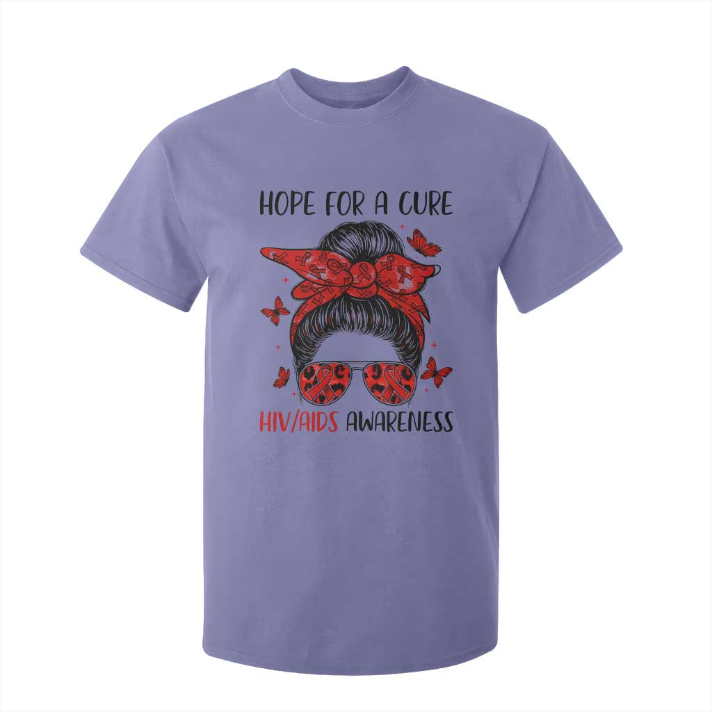 Hope For A Cure HIV Awareness T Shirt For Kid Strong Woman Red Ribbon Gift TS12 Violet Print Your Wear