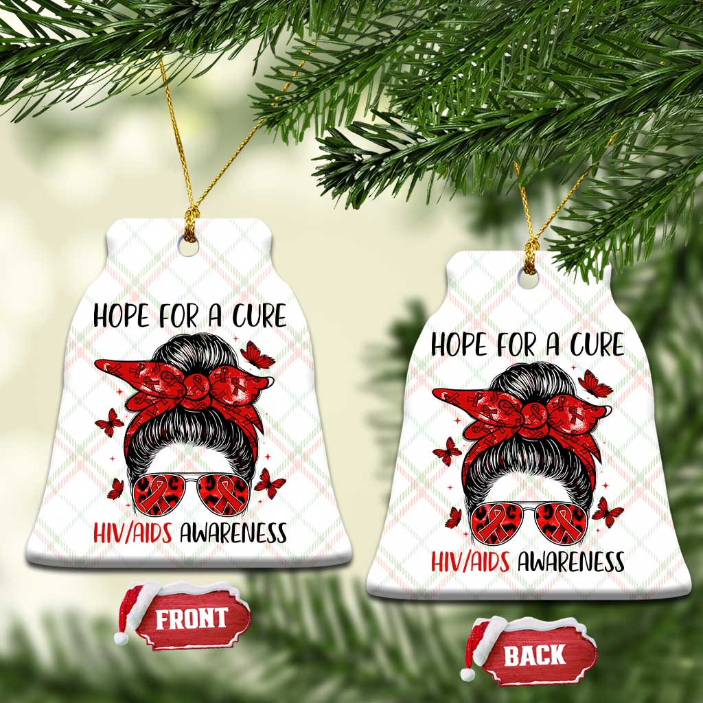 Hope For A Cure HIV Awareness Ceramic Ornament Strong Woman Red Ribbon Gift TS12 Print Your Wear
