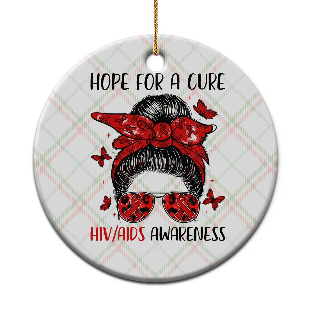 Hope For A Cure HIV Awareness Ceramic Ornament Strong Woman Red Ribbon Gift TS12 1pc Christmas Plaid Print Your Wear