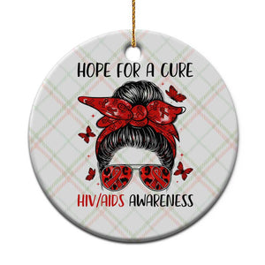 Hope For A Cure HIV Awareness Ceramic Ornament Strong Woman Red Ribbon Gift TS12 1pc Christmas Plaid Print Your Wear