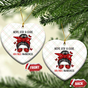 Hope For A Cure HIV Awareness Ceramic Ornament Strong Woman Red Ribbon Gift TS12 Print Your Wear
