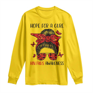 Hope For A Cure HIV Awareness Long Sleeve Shirt Strong Woman Red Ribbon Gift TS12 Daisy Print Your Wear