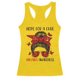 Hope For A Cure HIV Awareness Racerback Tank Top Strong Woman Red Ribbon Gift - Print Your Wear