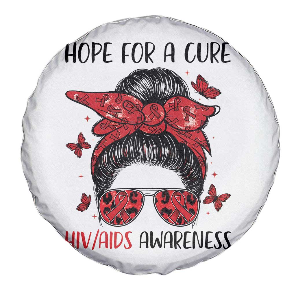 Hope For A Cure HIV Awareness Spare Tire Cover Strong Woman Red Ribbon Gift TS12 Print Your Wear