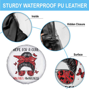 Hope For A Cure HIV Awareness Spare Tire Cover Strong Woman Red Ribbon Gift TS12 Print Your Wear