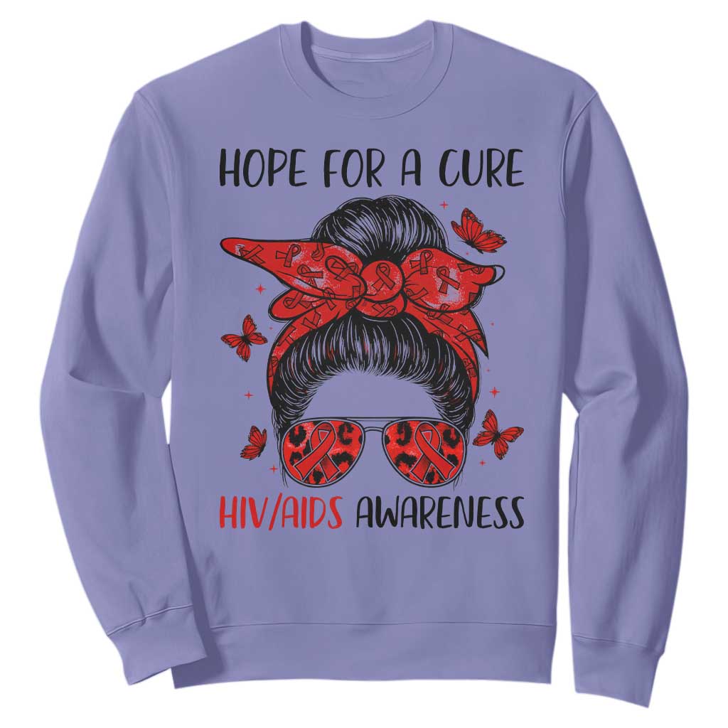 Hope For A Cure HIV Awareness Sweatshirt Strong Woman Red Ribbon Gift TS12 Violet Print Your Wear