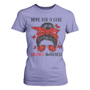 Hope For A Cure HIV Awareness T Shirt For Women Strong Woman Red Ribbon Gift TS12 Violet Print Your Wear