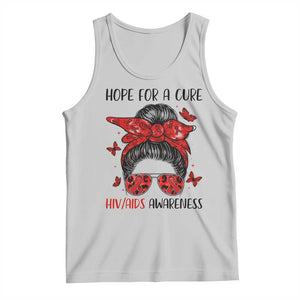 Hope For A Cure HIV Awareness Tank Top Strong Woman Red Ribbon Gift TS12 Ash Print Your Wear
