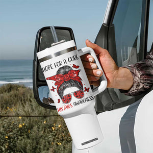 Hope For A Cure HIV Awareness Tumbler With Handle Strong Woman Red Ribbon Gift TS12 Print Your Wear