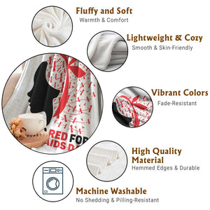 I Wear Red For World AIDS Day Throw Blanket HIV Awareness Dragonfly Support Gift TS12 Print Your Wear