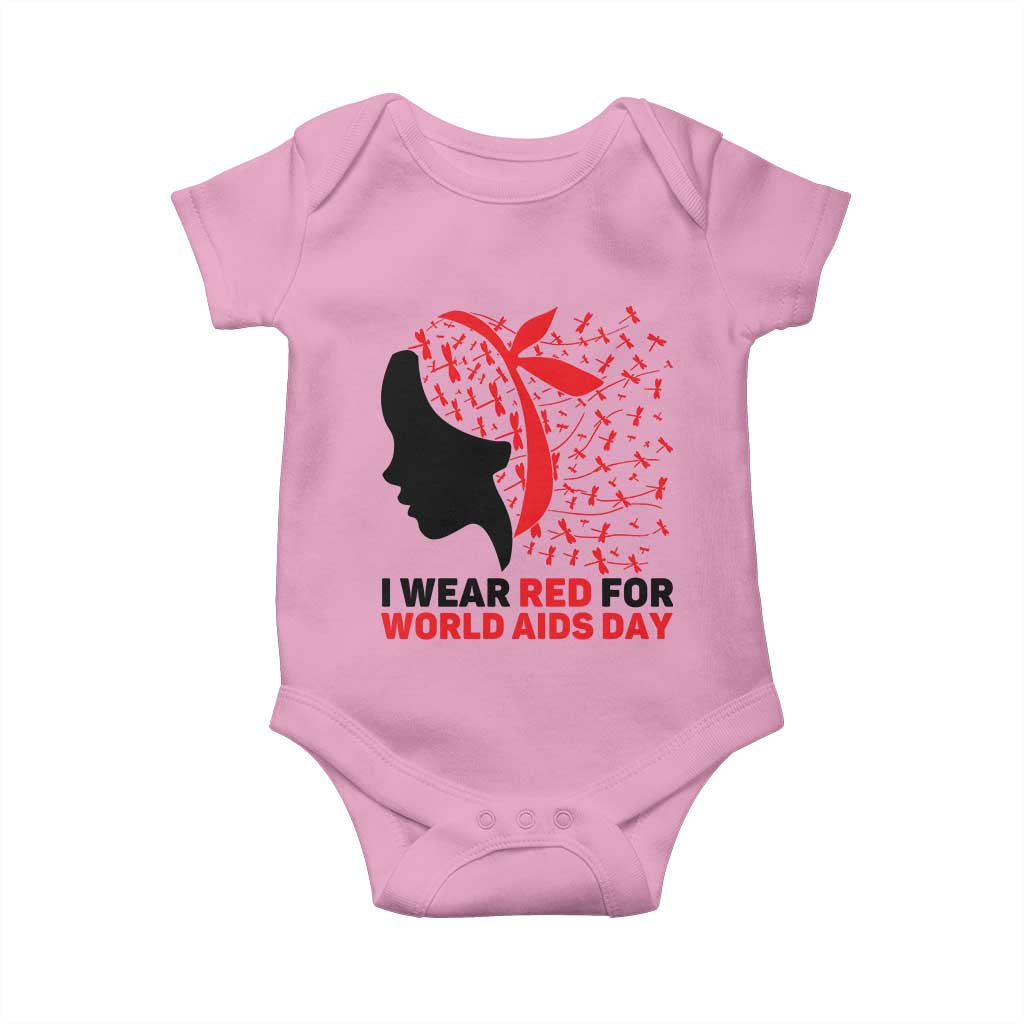 I Wear Red For World AIDS Day Baby Onesie HIV Awareness Dragonfly Support Gift TS12 Light Pink Print Your Wear