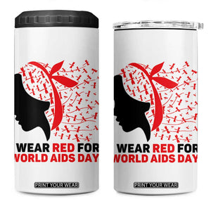 I Wear Red For World AIDS Day 4 in 1 Can Cooler Tumbler HIV Awareness Dragonfly Support Gift TS12 One Size: 16 oz White Print Your Wear