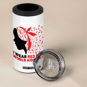 I Wear Red For World AIDS Day 4 in 1 Can Cooler Tumbler HIV Awareness Dragonfly Support Gift TS12 Print Your Wear