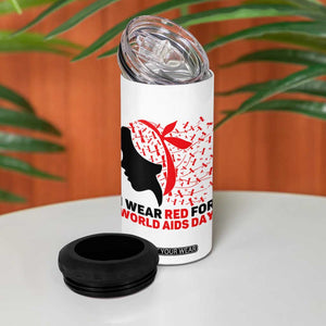 I Wear Red For World AIDS Day 4 in 1 Can Cooler Tumbler HIV Awareness Dragonfly Support Gift TS12 Print Your Wear