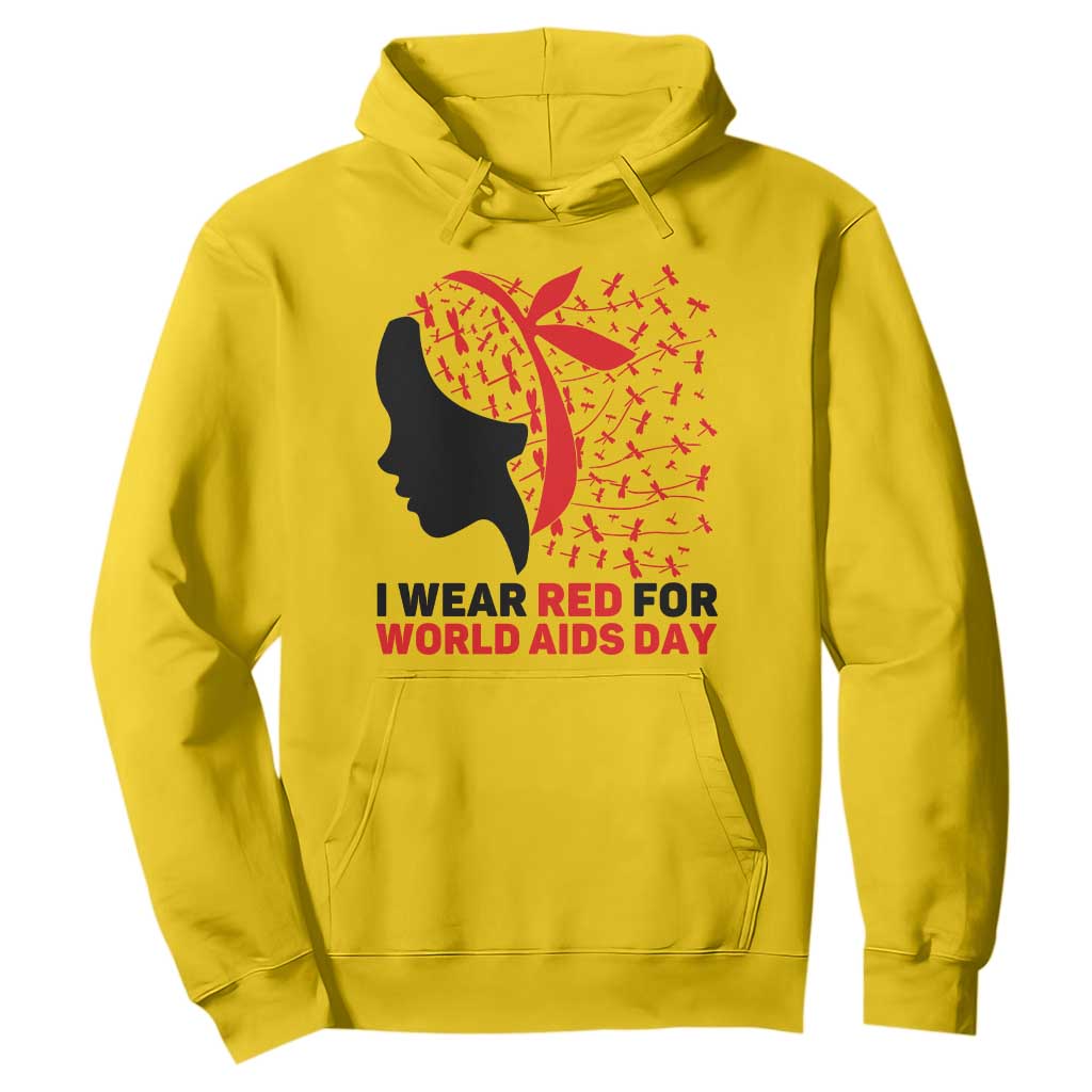 I Wear Red For World AIDS Day Hoodie HIV Awareness Dragonfly Support Gift TS12 Daisy Print Your Wear