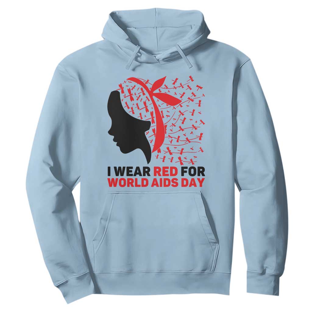 I Wear Red For World AIDS Day Hoodie HIV Awareness Dragonfly Support Gift TS12 Light Blue Print Your Wear