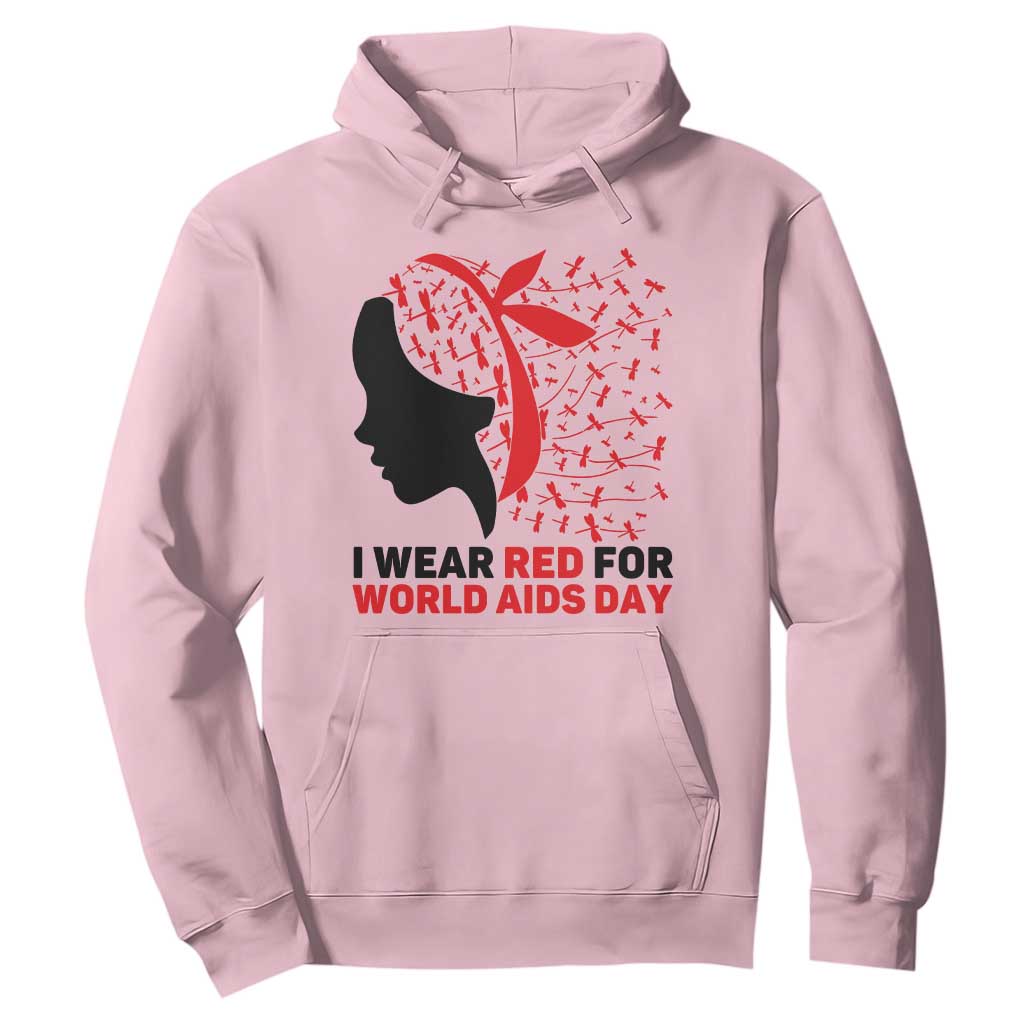 I Wear Red For World AIDS Day Hoodie HIV Awareness Dragonfly Support Gift TS12 Light Pink Print Your Wear