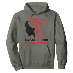 I Wear Red For World AIDS Day Hoodie HIV Awareness Dragonfly Support Gift TS12 Military Green Print Your Wear
