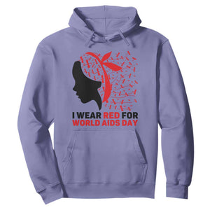 I Wear Red For World AIDS Day Hoodie HIV Awareness Dragonfly Support Gift TS12 Violet Print Your Wear