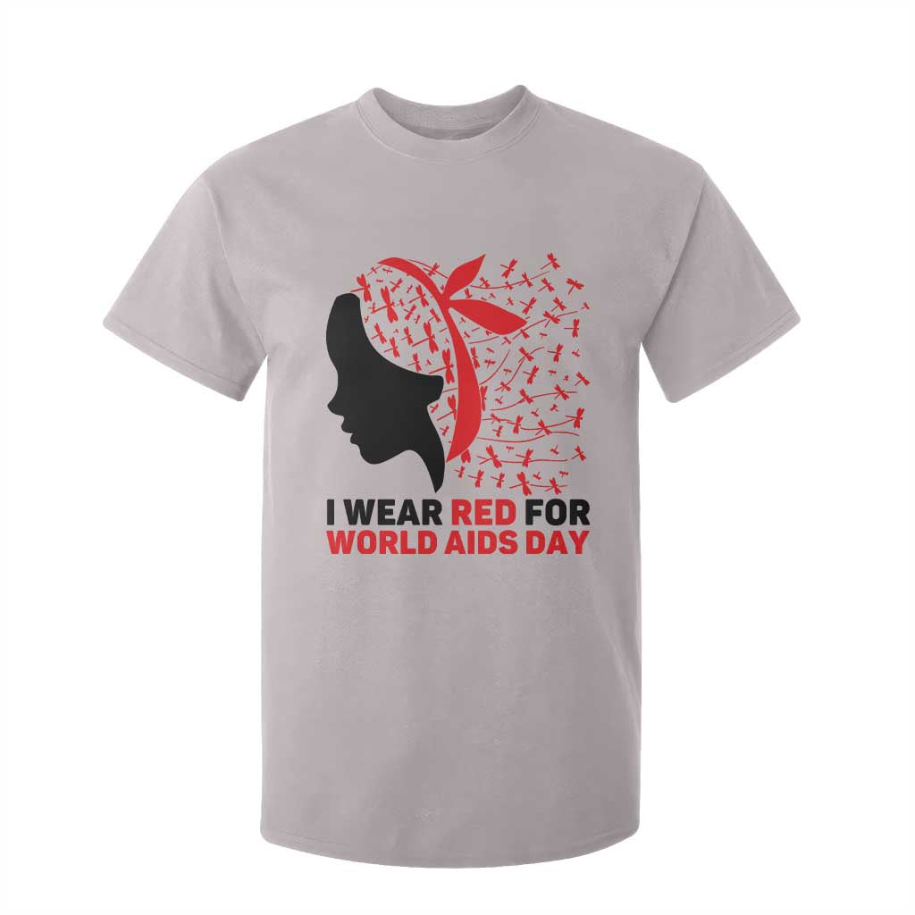 I Wear Red For World AIDS Day T Shirt For Kid HIV Awareness Dragonfly Support Gift TS12 Ice Gray Print Your Wear