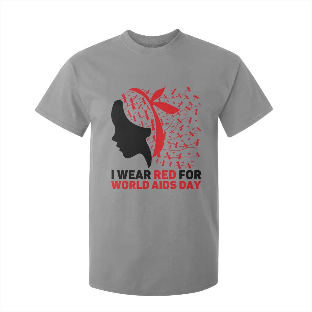 I Wear Red For World AIDS Day T Shirt For Kid HIV Awareness Dragonfly Support Gift TS12 Sport Gray Print Your Wear