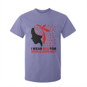 I Wear Red For World AIDS Day T Shirt For Kid HIV Awareness Dragonfly Support Gift TS12 Violet Print Your Wear