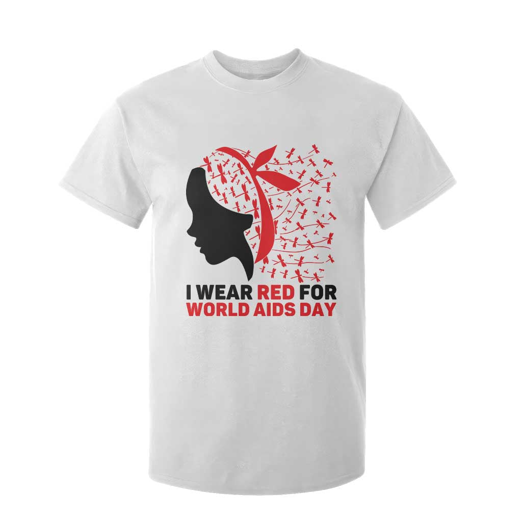 I Wear Red For World AIDS Day T Shirt For Kid HIV Awareness Dragonfly Support Gift TS12 White Print Your Wear