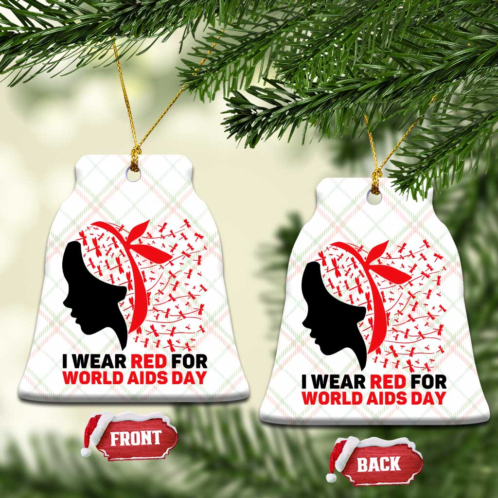I Wear Red For World AIDS Day Ceramic Ornament HIV Awareness Dragonfly Support Gift TS12 Print Your Wear