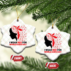 I Wear Red For World AIDS Day Ceramic Ornament HIV Awareness Dragonfly Support Gift TS12 Print Your Wear