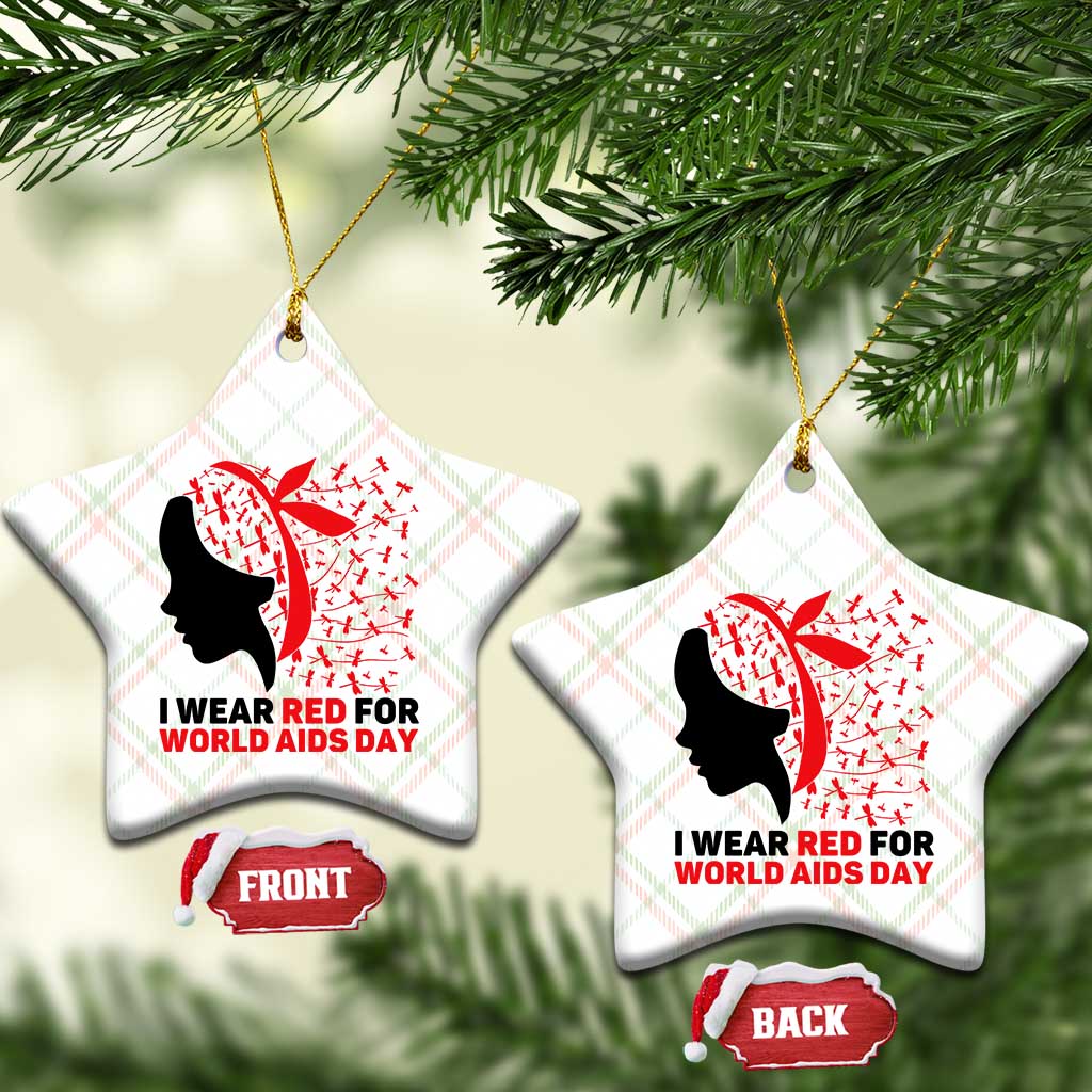 I Wear Red For World AIDS Day Ceramic Ornament HIV Awareness Dragonfly Support Gift TS12 Print Your Wear