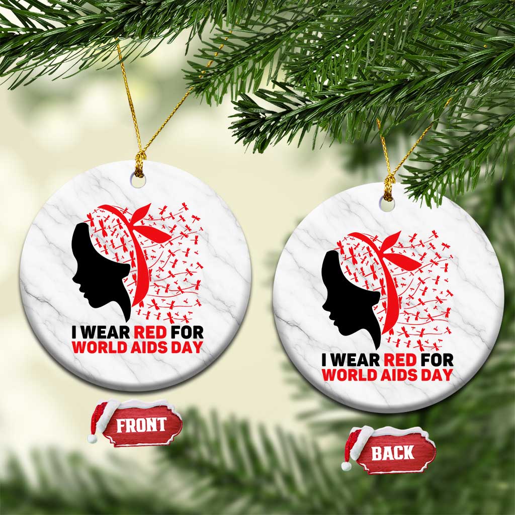 I Wear Red For World AIDS Day Ceramic Ornament HIV Awareness Dragonfly Support Gift TS12 1pc White Marble Print Your Wear