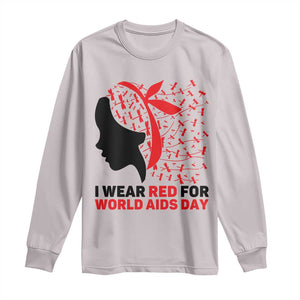 I Wear Red For World AIDS Day Long Sleeve Shirt HIV Awareness Dragonfly Support Gift TS12 Ice Gray Print Your Wear