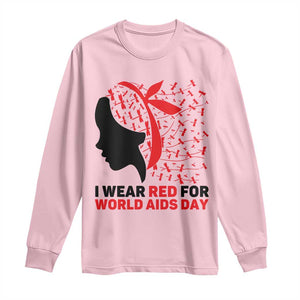 I Wear Red For World AIDS Day Long Sleeve Shirt HIV Awareness Dragonfly Support Gift TS12 Light Pink Print Your Wear