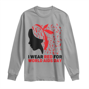 I Wear Red For World AIDS Day Long Sleeve Shirt HIV Awareness Dragonfly Support Gift TS12 Sport Gray Print Your Wear