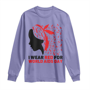 I Wear Red For World AIDS Day Long Sleeve Shirt HIV Awareness Dragonfly Support Gift TS12 Violet Print Your Wear