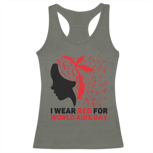 I Wear Red For World AIDS Day Racerback Tank Top HIV Awareness Dragonfly Support Gift - Print Your Wear