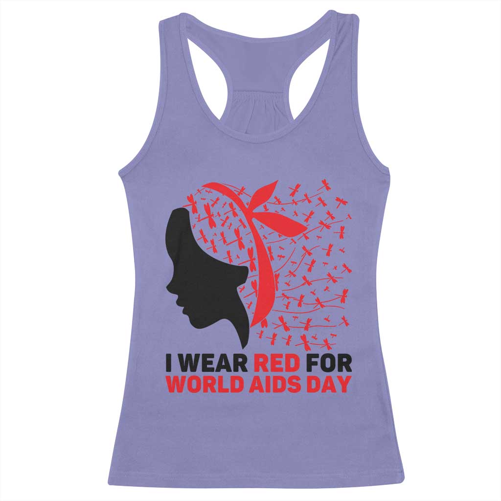 I Wear Red For World AIDS Day Racerback Tank Top HIV Awareness Dragonfly Support Gift TS12 Violet Print Your Wear