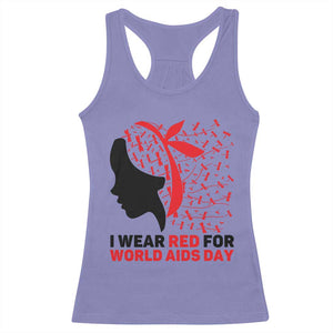 I Wear Red For World AIDS Day Racerback Tank Top HIV Awareness Dragonfly Support Gift - Print Your Wear